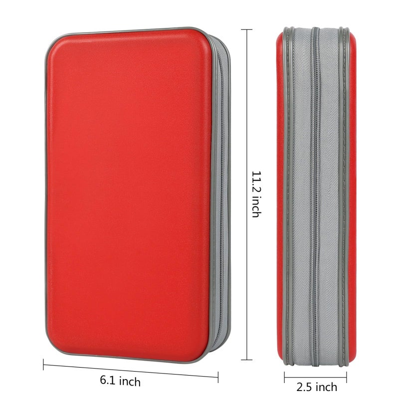 alavisxf xx CD Case, 96 Capacity Hard Plastic CD Holder Protective DVD Disc Storage Case Holder Portable Zipper CD DVD Organizer Storage Wallet for Car Home Travel (96 Capacity, Red) - Image 4